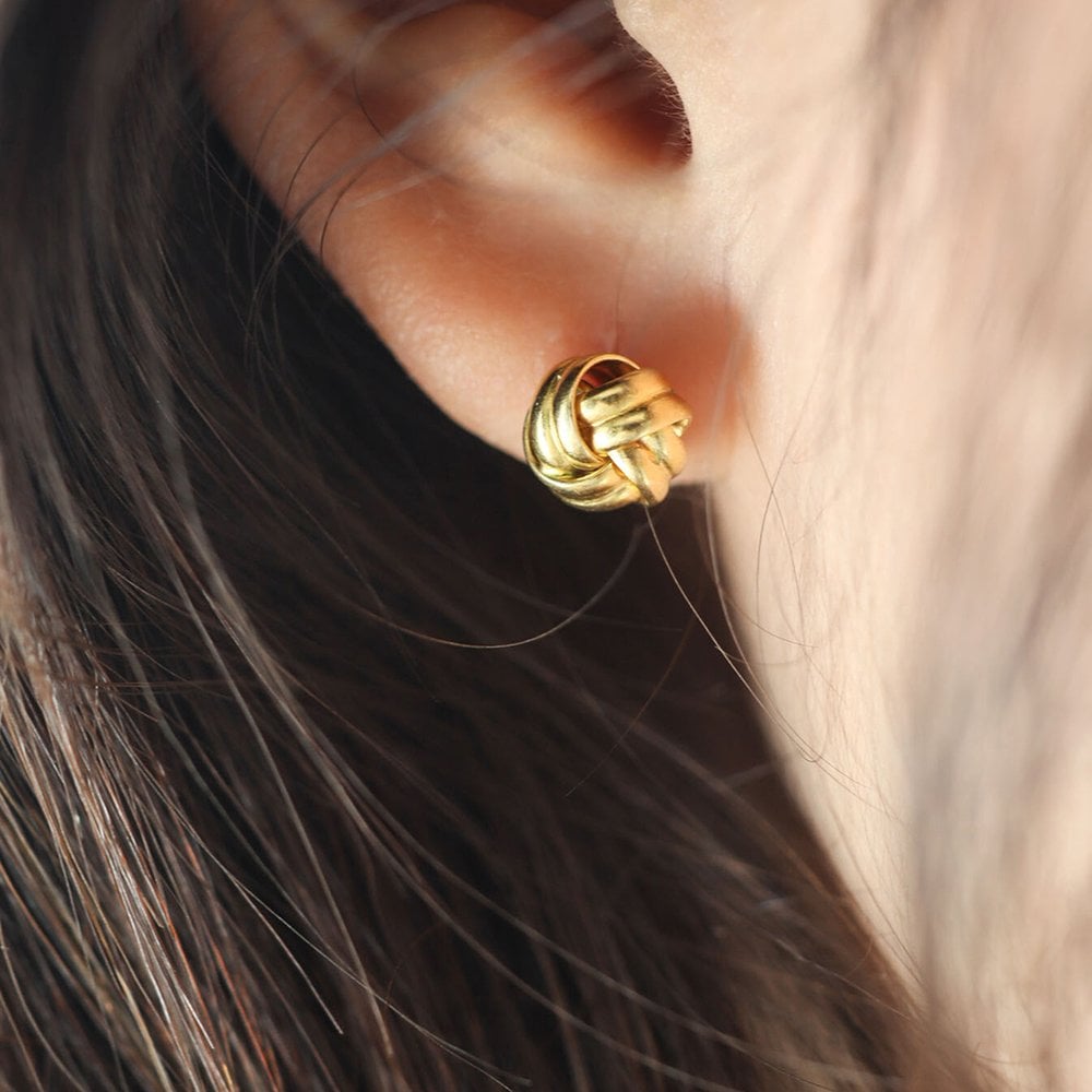 [ Modernlike / Headquarters Authentic ] 14K Gold-Filled Silver Knot Rump Ball Earrings Set