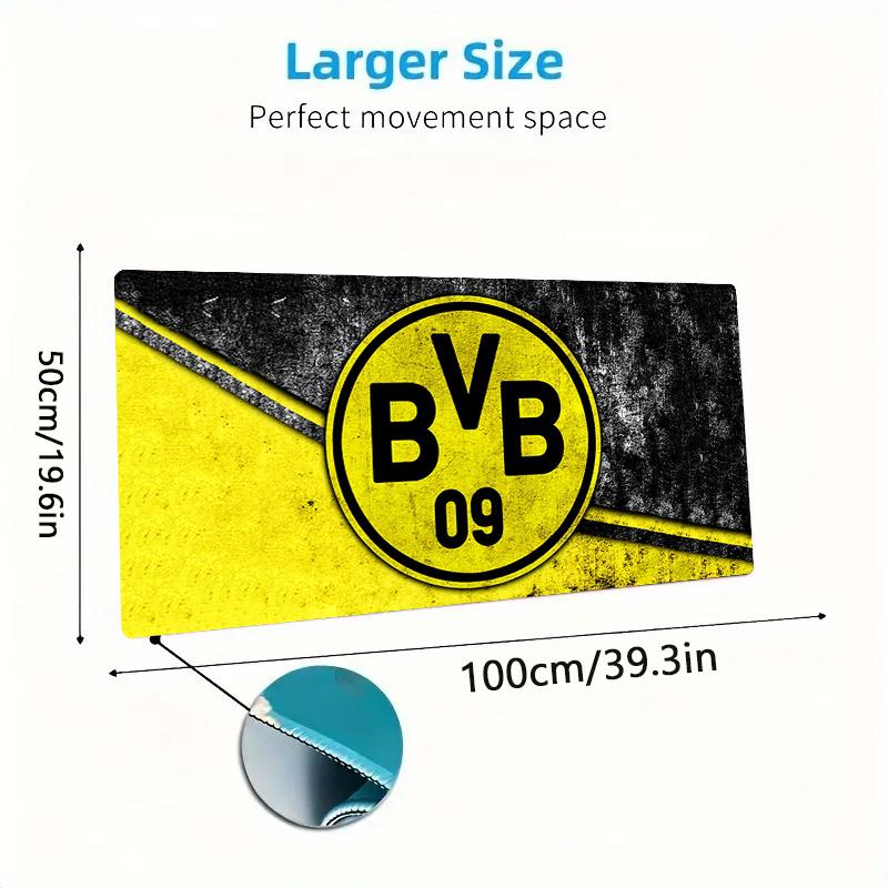 Poduszka z nadrukiem Borussia Dortmund Antypoślizgowa Mata pod mysz do laptopa/tabletu XXL Mata do gry na mini PC Z blokowaną krawędzią