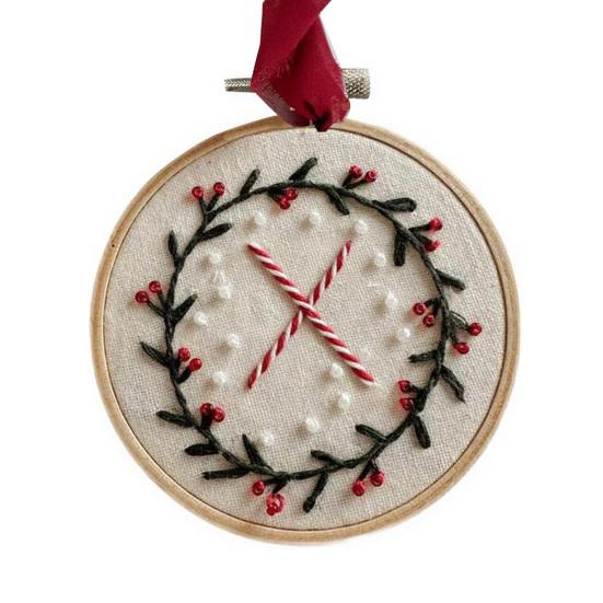 DIY Embroidered Christmas Ornaments Personalized Initial A–Z Monogram Embroidery Set Mini Handmade Christmas Embroidery