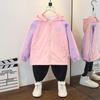 Children's Fashion Coat 2025 Spring Girls Casual Color Matching Hooded Jacket