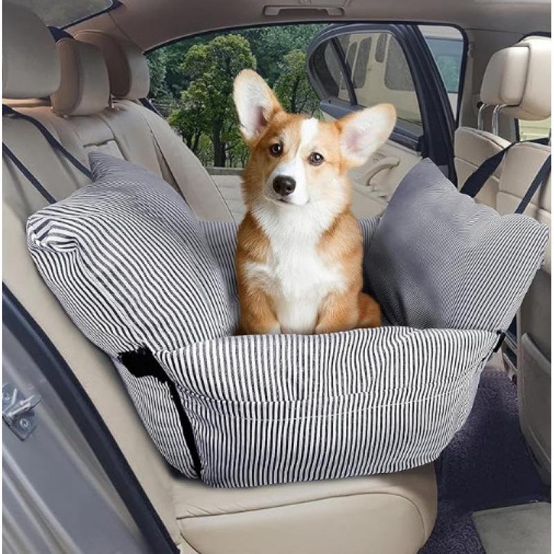 Universal All-Season Car Rear Seat Dog Bed: Removable, Washable, Handbag-Style Design.