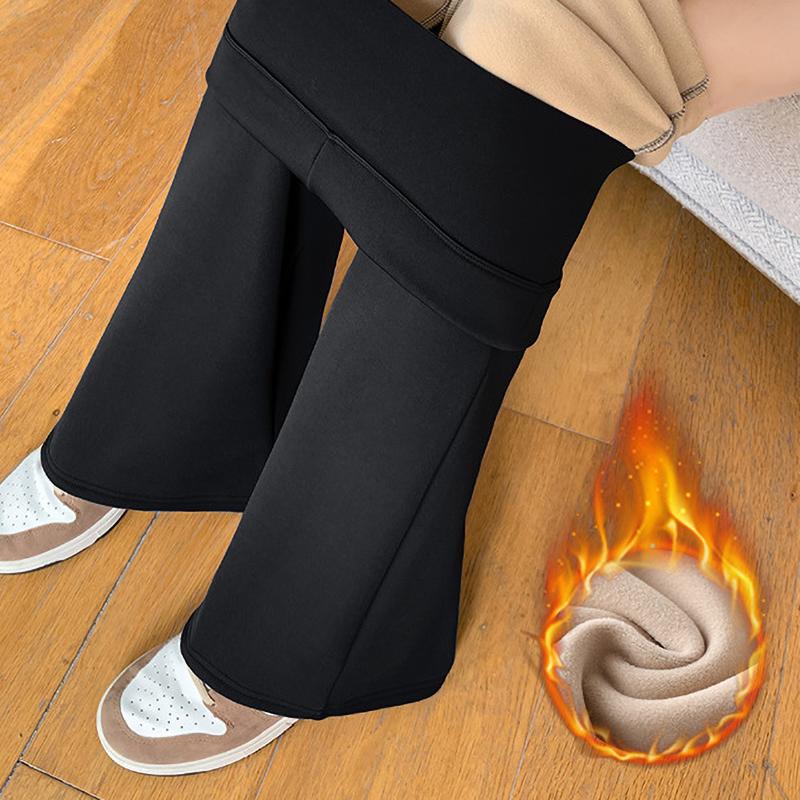 

Winter Warm Black Flared Pants Women Soft Warm High Waisted Hip Lifting Tight Bell Bottoms Pants Thick Slim Leggings Long Pant M чорний