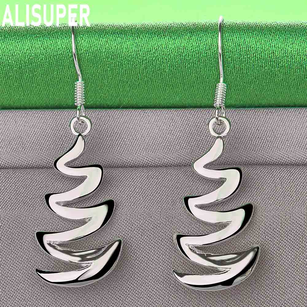 925 Sterling Silver Minimalist Streamlined Spiral Earrings - Stylish Evening Jewelry
