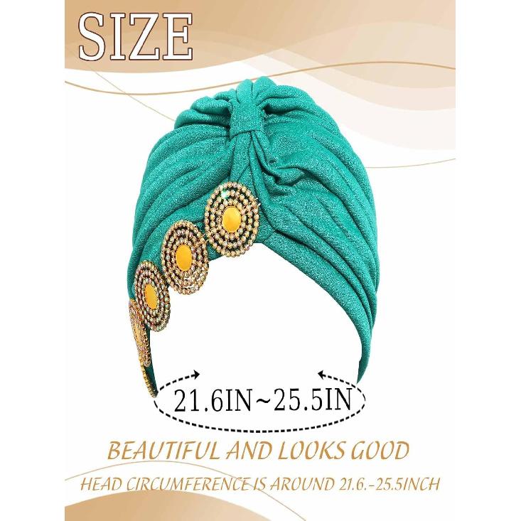 Headwrap Hair Turbans African Turban Flower Pearl Crystal Twisted Head Turban for Women Fashion