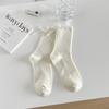 Socks Women'S Solid Color Bow Women'S Socks Double Needle Draw Strips Versatile Stack Of Socks Trendy Gray Socks