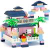 Children'S Building Block Small Particles Pink Castle Scene Puzzle Assembly Building Block Toys Boys And Girls