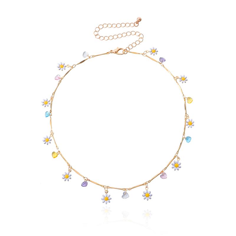 Collana Girocollo Floreale Con Perle E Margherite - Gioiello Vintage Regalo Per Donna - Estivo Bohémien
