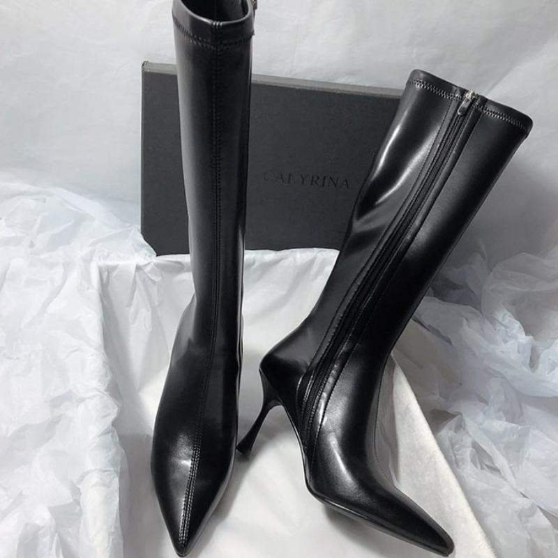 Damen Stiefel mit hohen Absätzen mit schlanken Absätzen Sexy spitze High-Heel Elastische Stiefel Mode Kniehohe High-Heel Stiefel für Damen