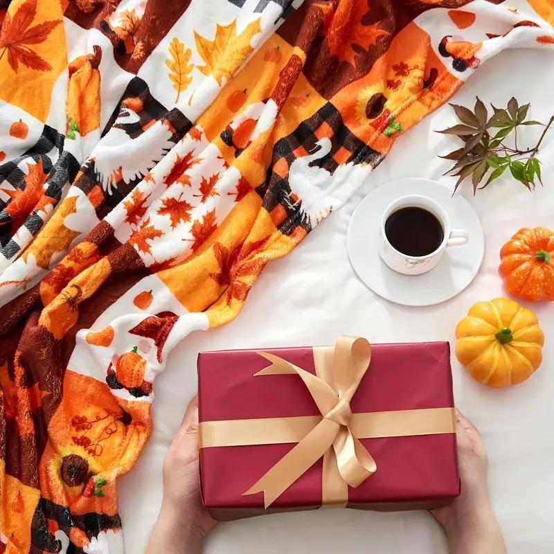Flannel Blanket Pumpkin Sunflower Pattern Print Blanket Nap Blanket Travel Decoration