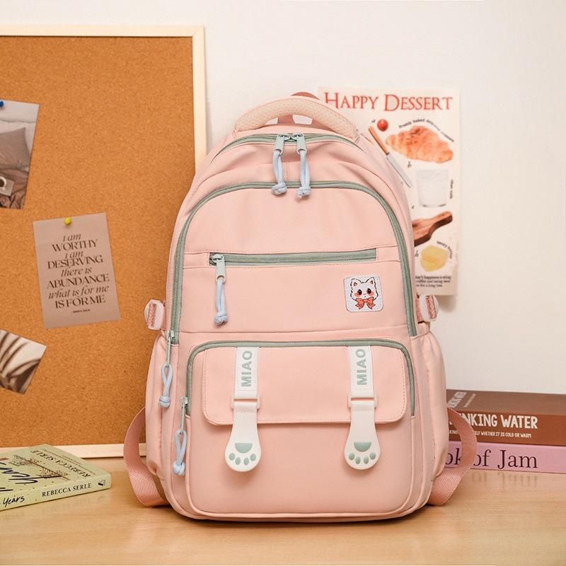 Korean Version Ins College Style High-value Junior High School Student Backpack Female Sweet Candy Color Girl Burden Reduction Student Schoolbag