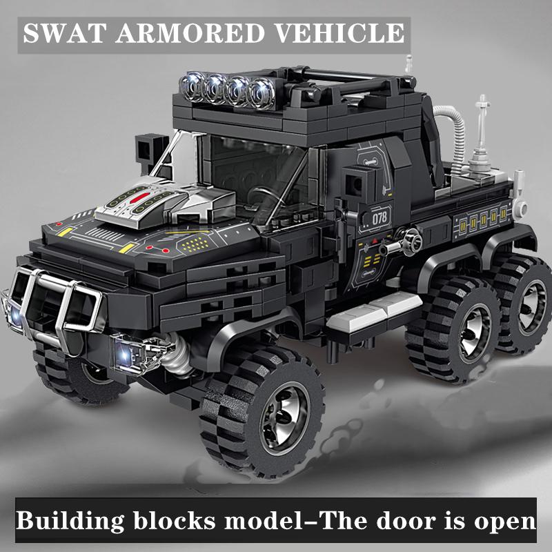 SWAT Armored Car Toys World War II Army Military Soldiers City Police Assembled Building Blocks Bricks Kids Car Enthusiasts Gift