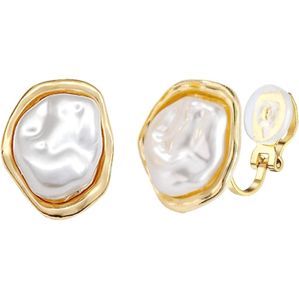 Clip On Earrings for Non Pierced Ears, Gold Tone Lightweight Clip-On Earrings for Women, Vintage Style Jewelry for Everyday Wear