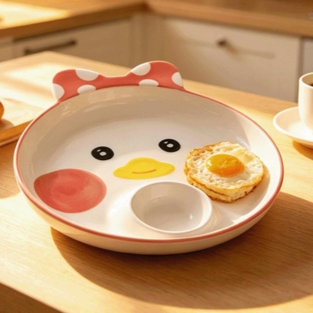 Ceramic Cow Sushi Plate Animal Shape Grid Dumpling Plate Cute French Fry Plate  Household