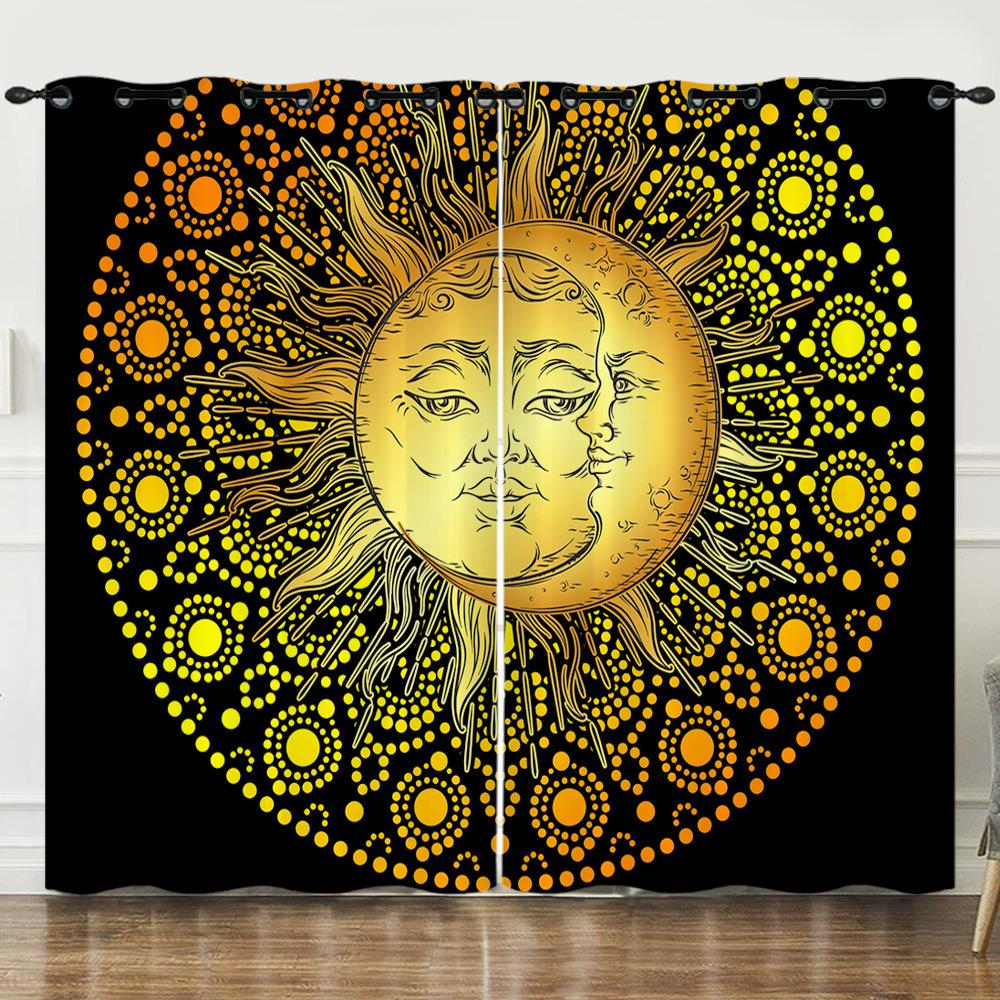 Curtains Sun And Moon Helios 3D Digital Printing Blackout Curtain Punching