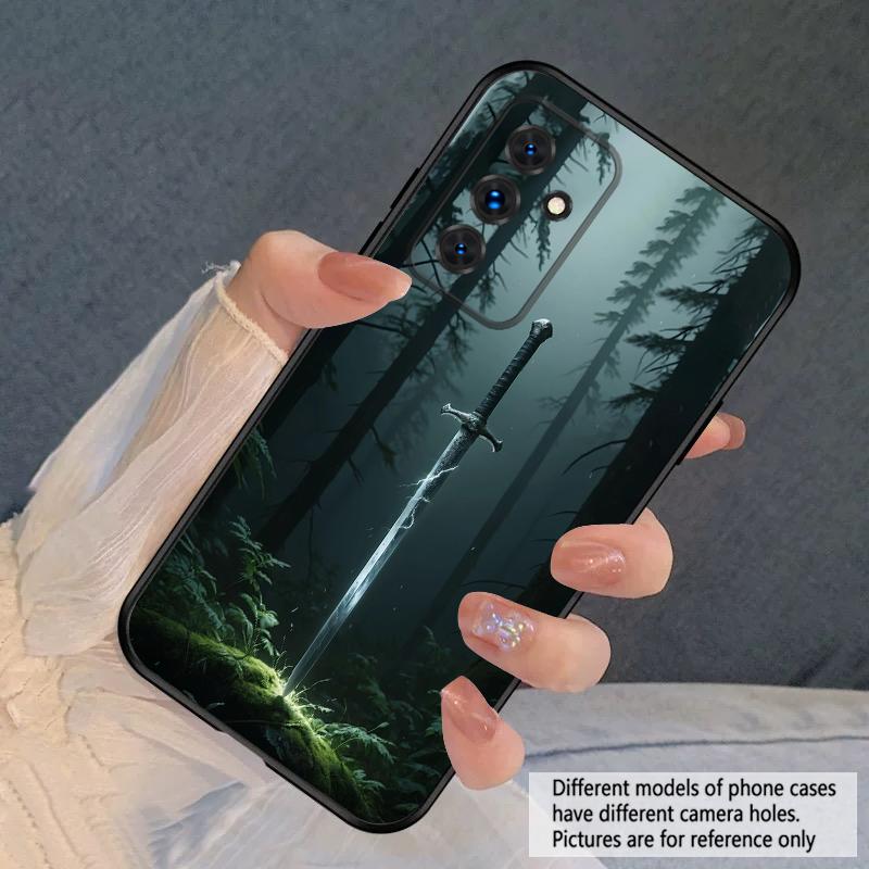 Ein Schwert mit Feuer Für Samsung S20FE S 21 22 23 FE 24 Plus 25 Ultra Galaxy M23 32 34 35 52 53 54 55 5G Silikon Weiche Handyhülle