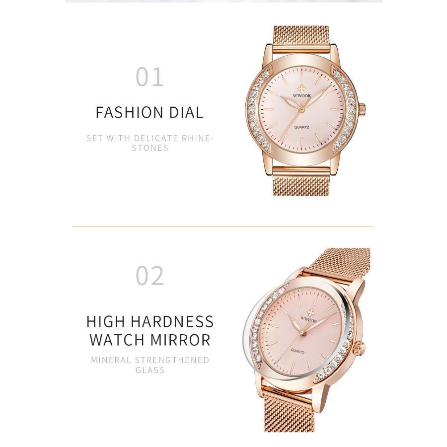 WWOOR Women Watch Luxury Diamond Dress Watch For Women Waterproof Ladies Quartz Bracelet Wristwatch Gift