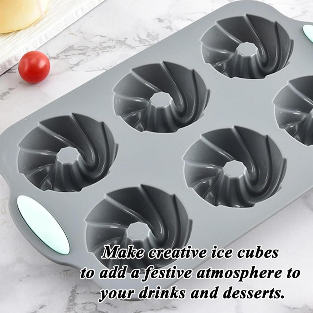 Silicone Ice Mold 6-Cavity Holiday Reusable Craft Supplies Silicone Wreath Cocktail Ice Molds for Freezer Chocolate Cake Food