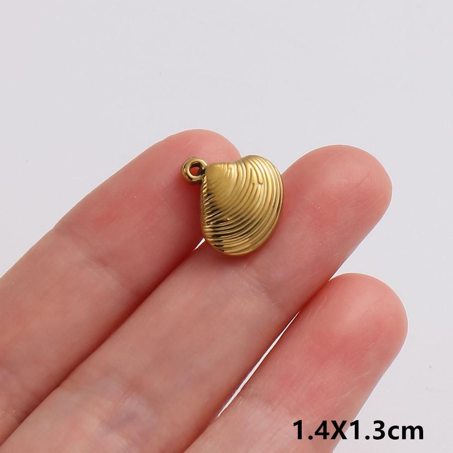5pcs/Lot Gold Color Exquisite Sea Animal Charm Shell Tortoise Stainless Steel Pendants For Jewelry Making Supplies Beach Pendant