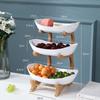 Plat à fruits Bol de service Présentoir Serveur de nourriture Étagère à bonbons 2/3 niveaux