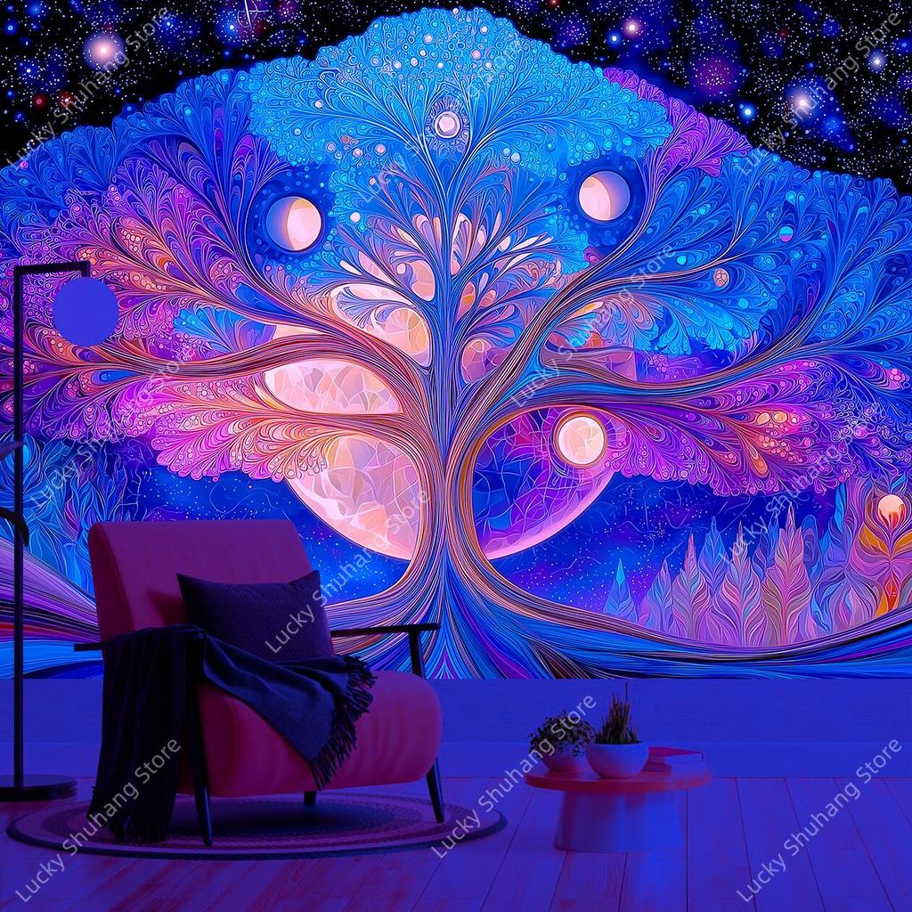Tree Of Life Wall Tapestry Cosmic Art Print Boho Decor For Bedroom Living Room Spiritual Theme Home Interior Hanging Poster