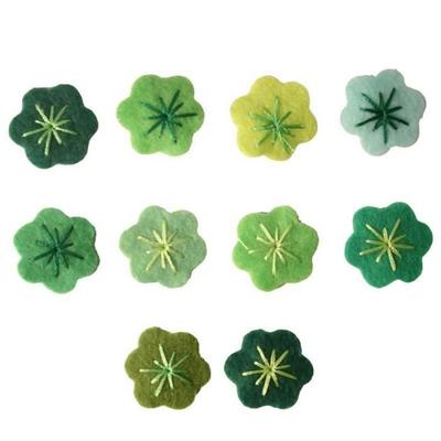 Adhesive Felt Flower - PIWI'S UNIVERSE - 2 Cm - Green - Decorative - Mixed
