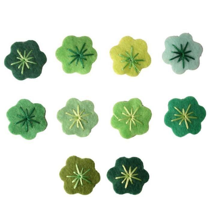 Fleur en feutrine adhésive - L'UNIVERS DE PIWI - 2 cm - Vert - Décorative - Mixte