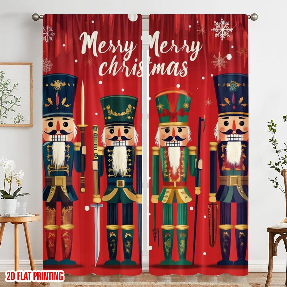Plane Printing Curtain Fabric Nutcracker Quartet Versatile Polyester Without Rod Home Decor Use Bedroom Living Curtains Set Of 2 Made