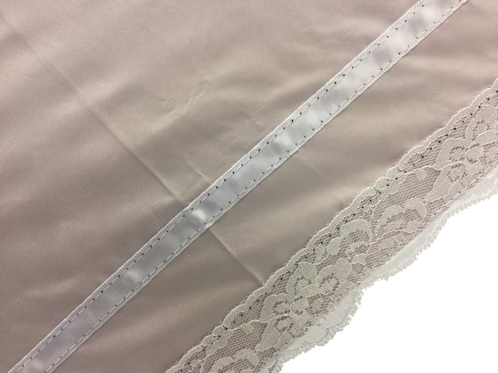 Short and Wide Umbrella for Sun and UV CC Satin Tape and Lace with Pink Rain, Protection, Hem, Tassel,