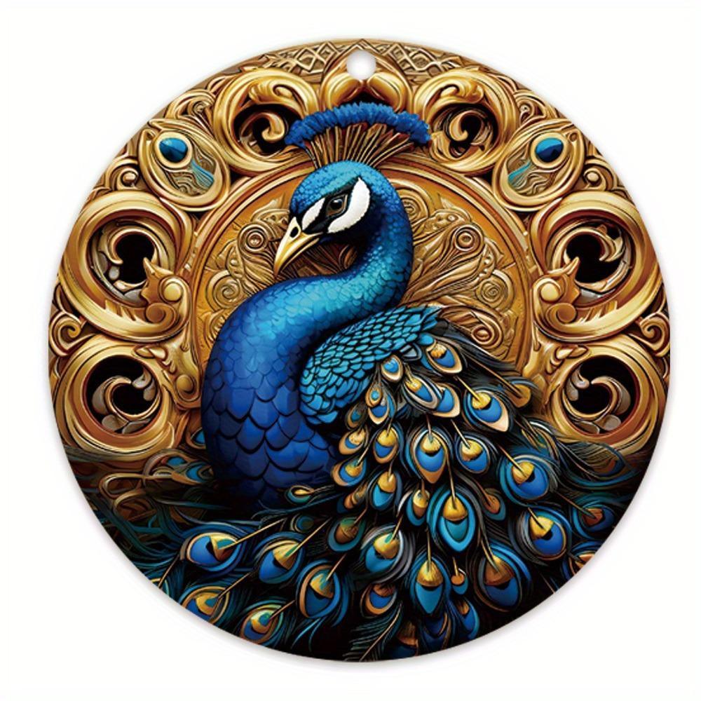 Christmas Peacock Pendant. Hanging Decor for Window, Wall, Garden & Outdoor Celebration.