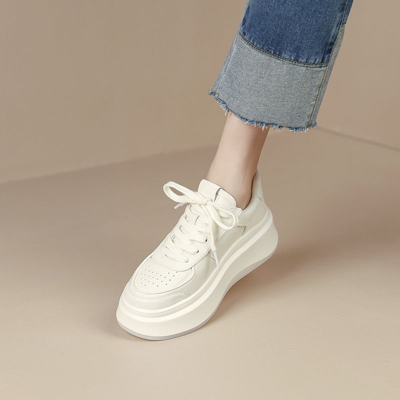 Raise the Bottom White Shoes Women's Spring and Autumn New Versatile Platform Casual Sneaker Fashion Clunky Sneakers