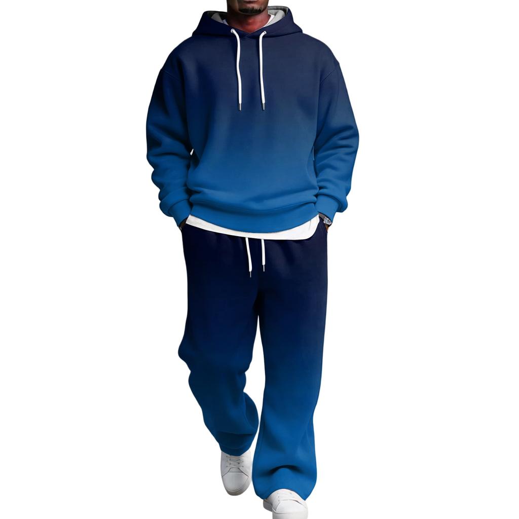 Set da uomo a 2 pezzi con felpa e pantaloni cargo con elastico in vita per abbigliamento casual
