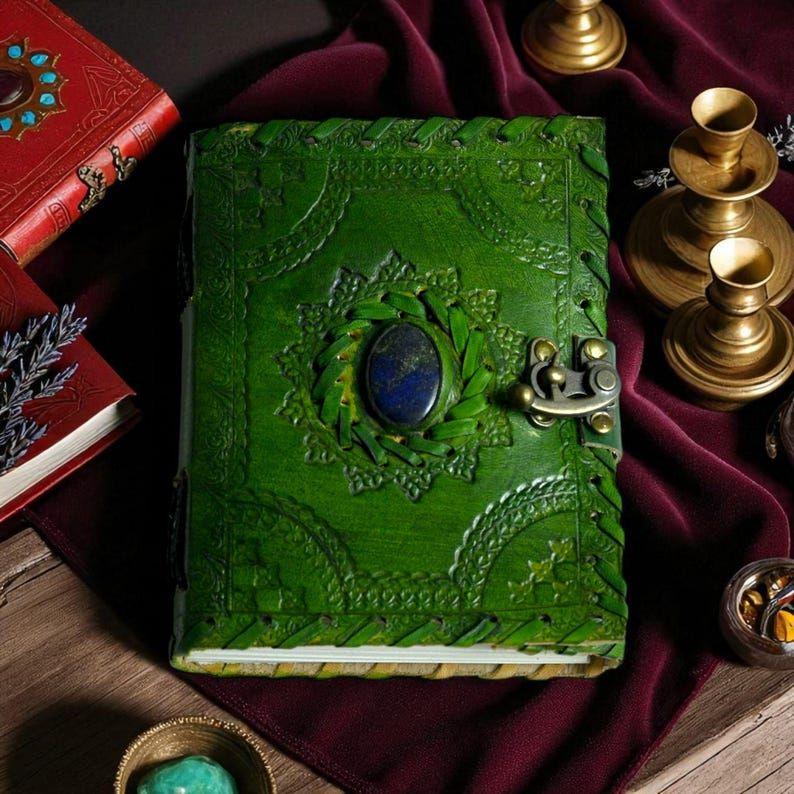 Book of shadows, vintage leather journal, grimoire journal, witch spell book witchcraft supplies, wiccan decor Leather book Travel notebook
