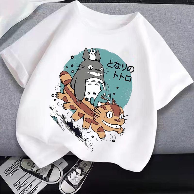 Totoro Children Cotton Short Sleeve Top Cute Miyazakis Anime Cartoon Printed Tee Summer New Style Clothes for Kids T-shirt Gift