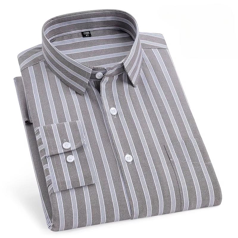 New In Shirt Over Size Long-sleeve Shirts for Men Slim Fit Formal Plain Shirt Soft Comfortable Striped Plaid Office Full Clothes