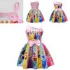 Disney Princess Girl Dress With Bow Knot Cotton Blend For Spring Summer Ages 3 To 8
