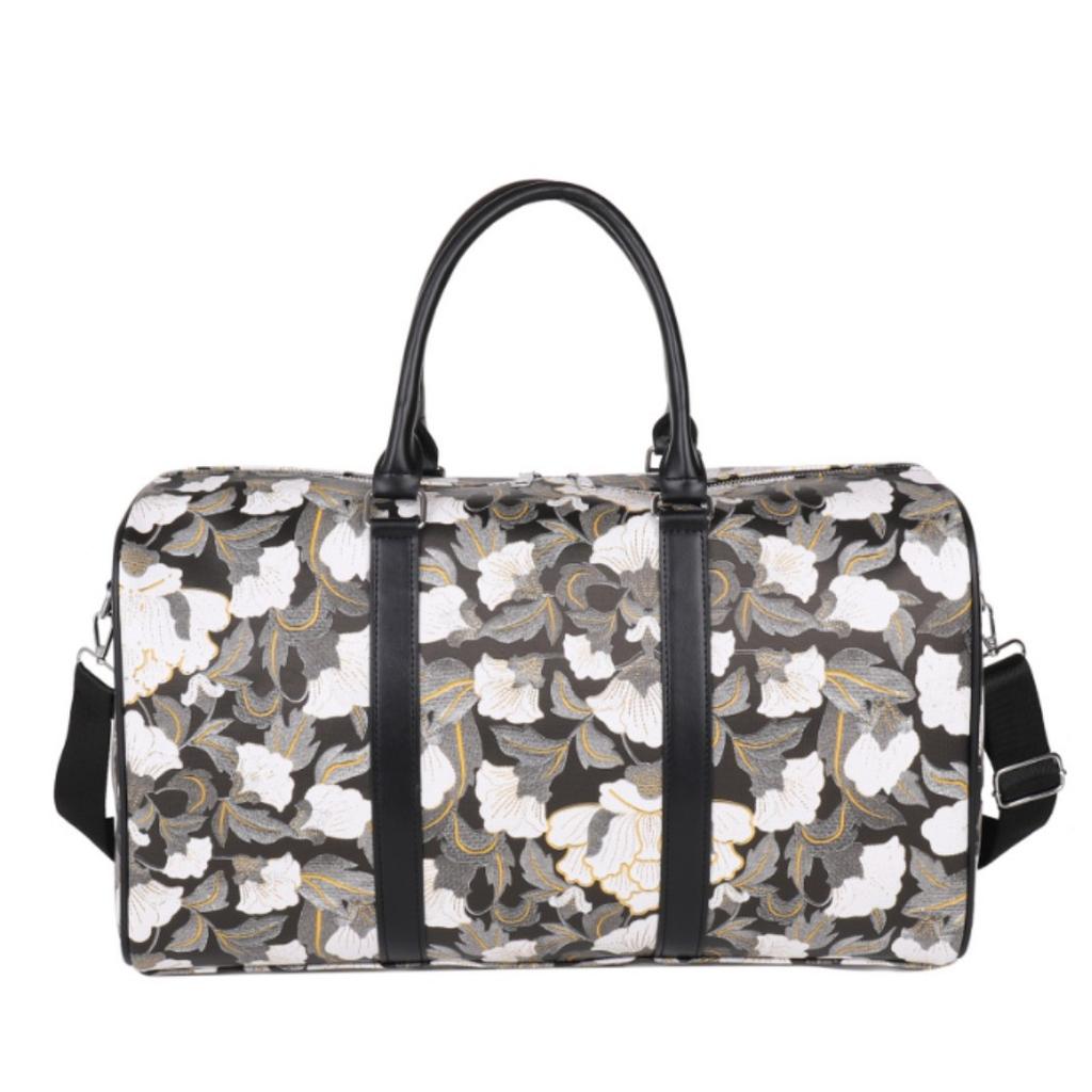 Women's National Style Fitness Bag Flower Design Large Capacity Portable Travel Bag Household Clothing Storage Luggage Bag