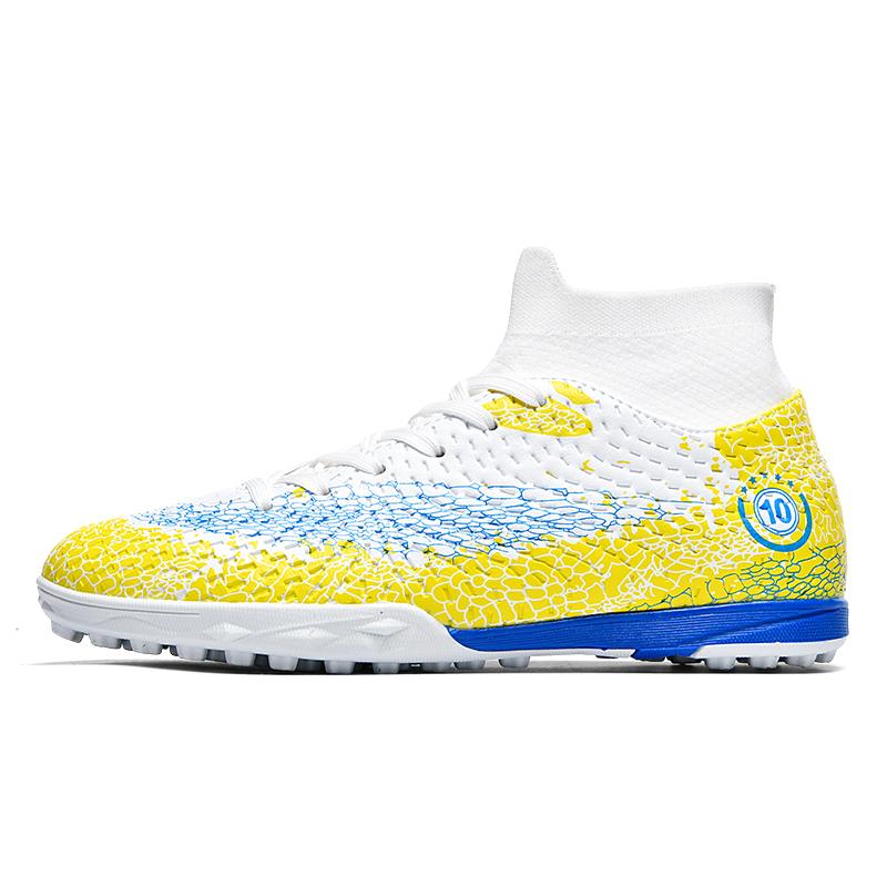 Men's Football Boots Rubber Soft Sole Short-nailed Artificial Turf Leather Youth Kids Football Boots