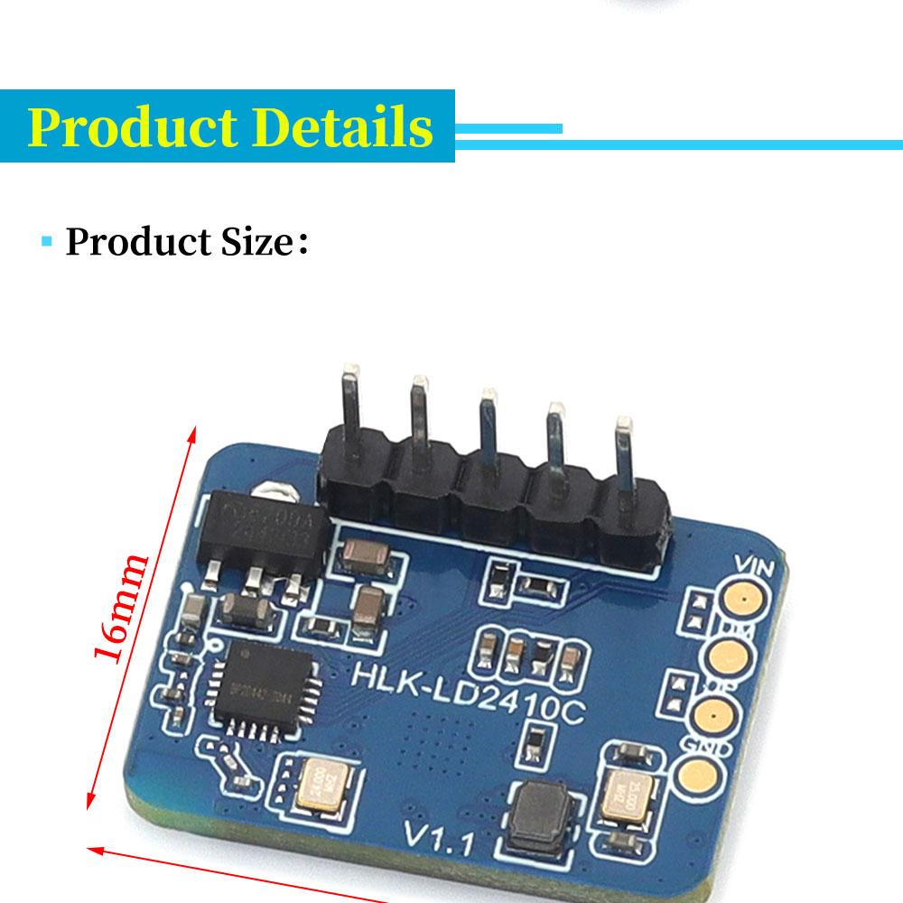 LD2410C 24GHz FMCW Radar Induction Module Human Presence Sensor High Accuracy Body Heartbeat Detection for Security Applications