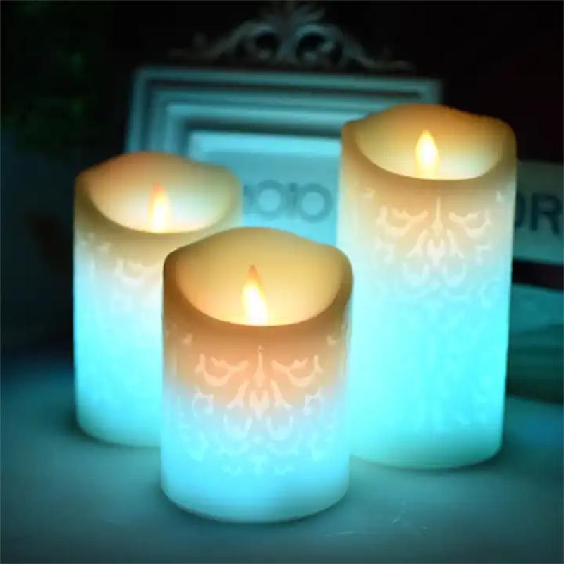 Set of 3 LED Flameless Candles Remote Control Wax Pillar LED Candles Decorative Lighting for Home Decor Party Wedding Christmas