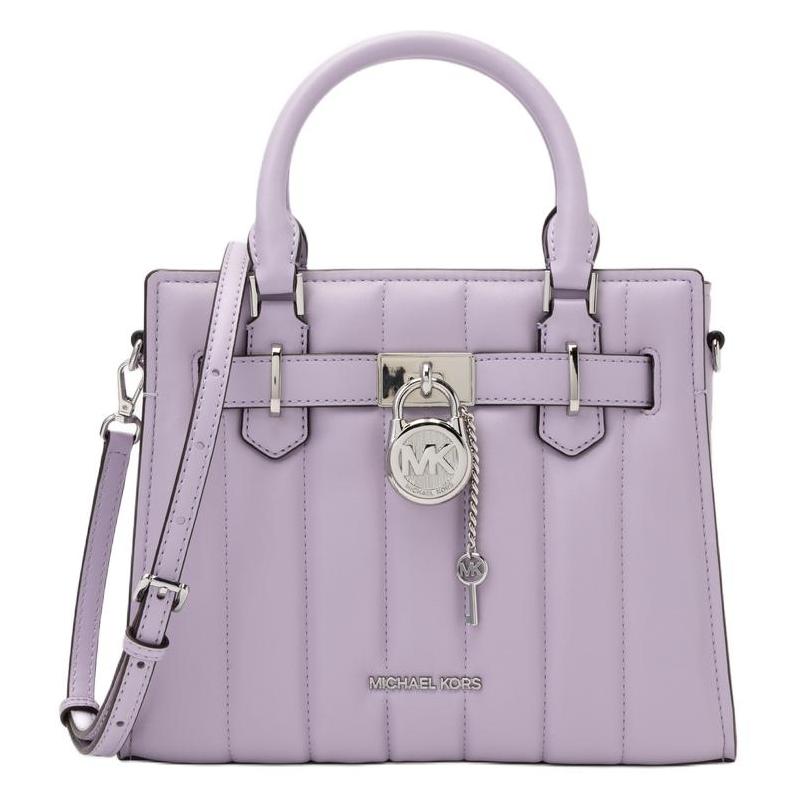 MICHAEL KORS Hamilton Silver Padlock PU Handbag Small Women s Light Quartz серебряный