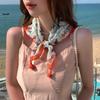 Small Fresh And Sweet Silk Scarf Square Scarf High-End Cute Style With Cotton And Linen Small Square Scarf Women'S Scarf Fringed Pendant