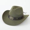 Hot-selling top hat, ethnic style cow head, western cowboy top hat, rolled brim, retro riding hat, woolen felt hat