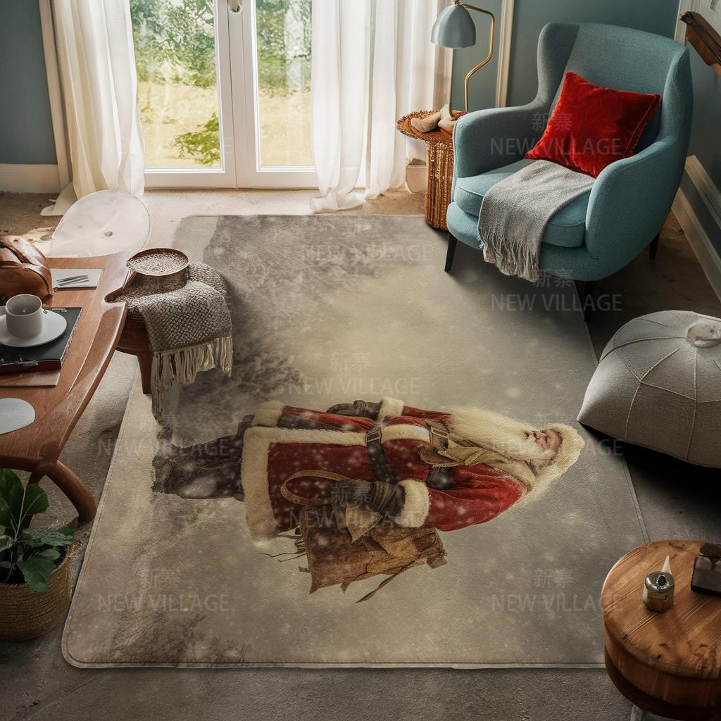 House Entrance Carpet Home Door Mat Living Room Bath Foot Bathroom Non-slip Water Absorption Rugs Bath Merry Christmas Winter