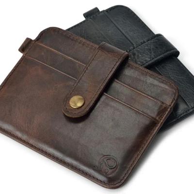 Men Genuine Leather Slim Wallet Male Small Purse Mini Money Bag Walet Thin Portomonee Man's Wallet Card Holder