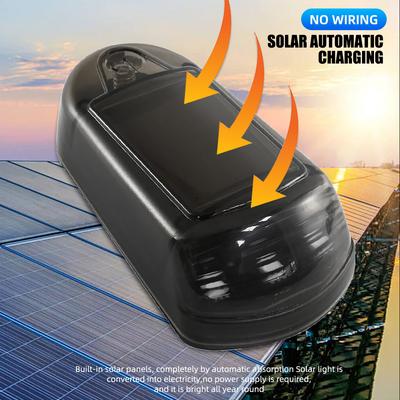 1x Solar Powered Cab Lights RGB Punch-Free Warning Light Night Security Simulated Alarm Wireless Strobe Lamp Anti-Theft for CAR