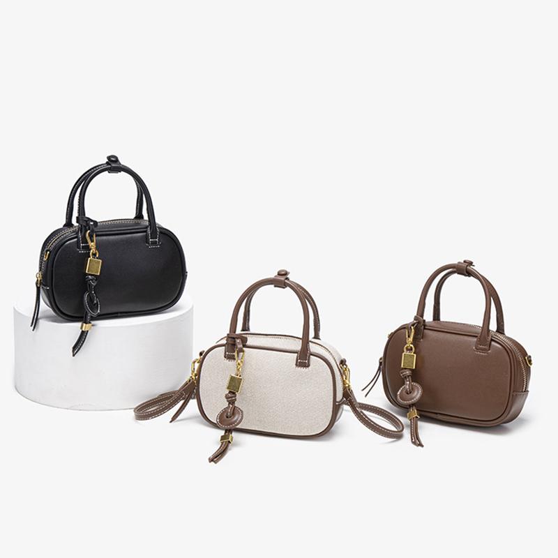 Mini Borsa a Tracolla con Impunture per Donna Design Lussuoso Vintage Colore Solido Tracolla Larga Piccola Spallina Borsa a Mano
