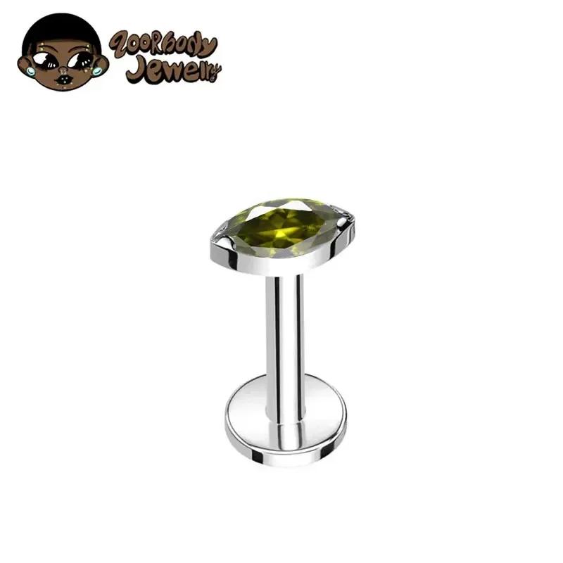 ASTM F136 Titan Labret Lippenpiercing 16G 18G Nasenring Tragus Marquise CZ Helix Knorpel Conch Ohrring Piercing Schmuck