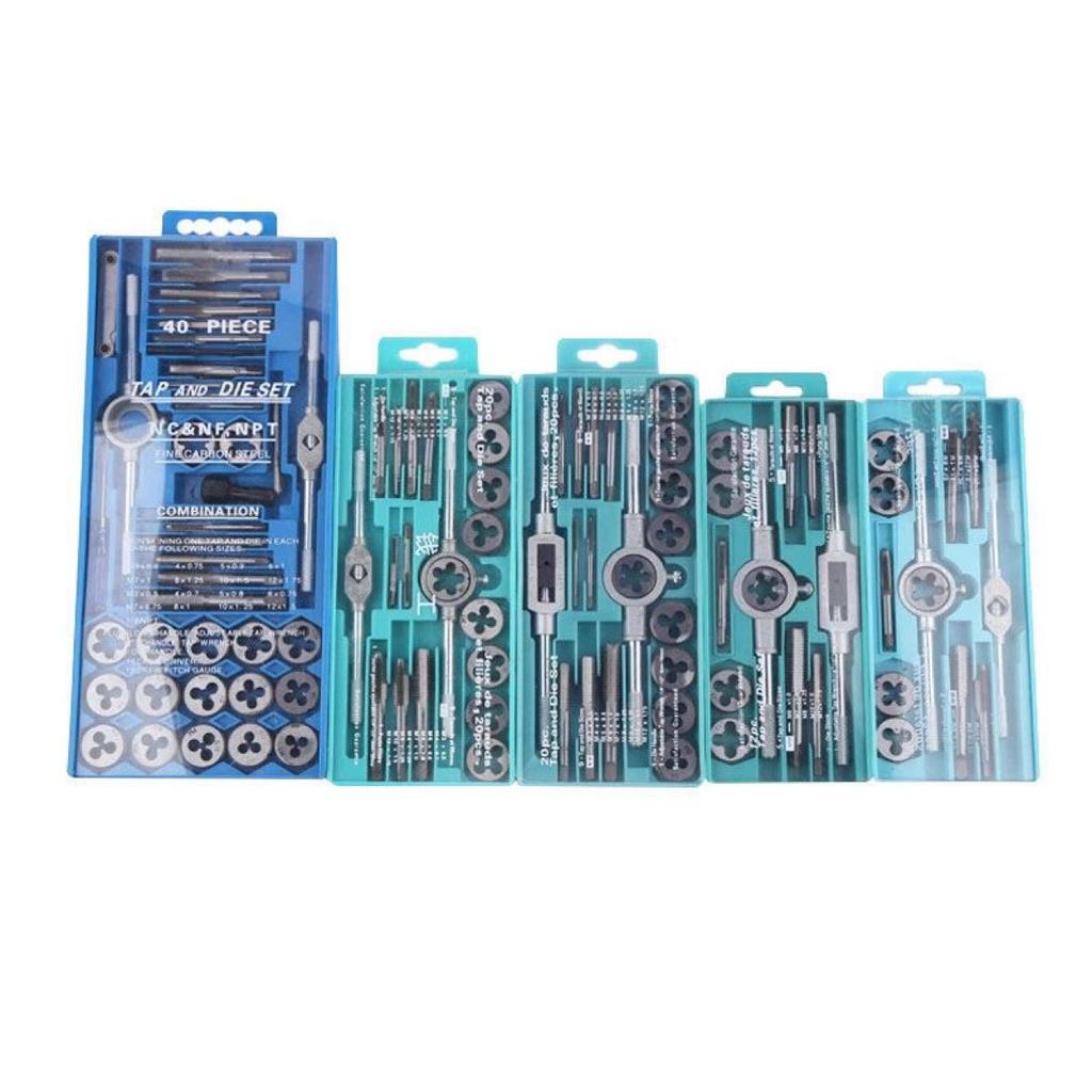12/20/40pcs tap die set M3-M12, tool combination for manual internal and external thread tapping, thread repair drilling