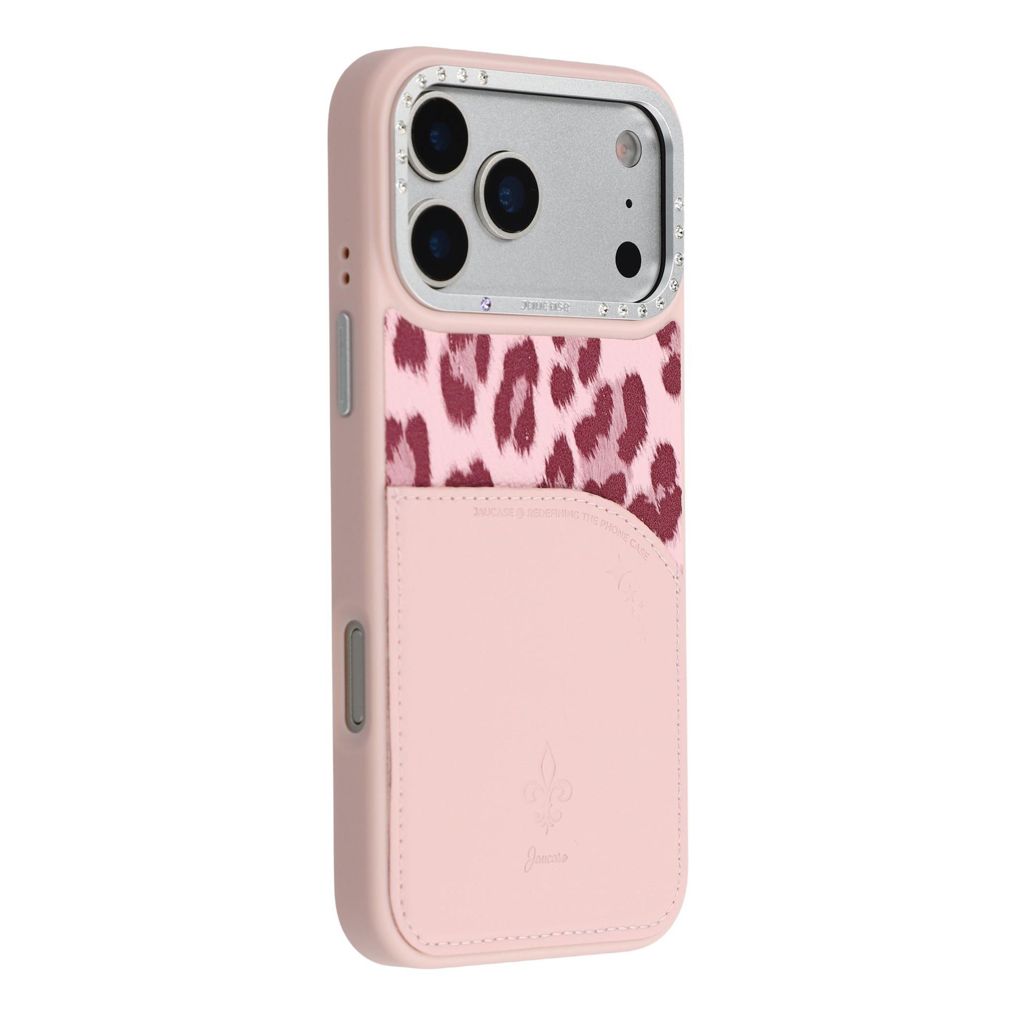 

JAUCASE For iPhone 17 Pro Max Magnetic Case Leopard Print Card Holder PU TPU PC Phone Back Cover
