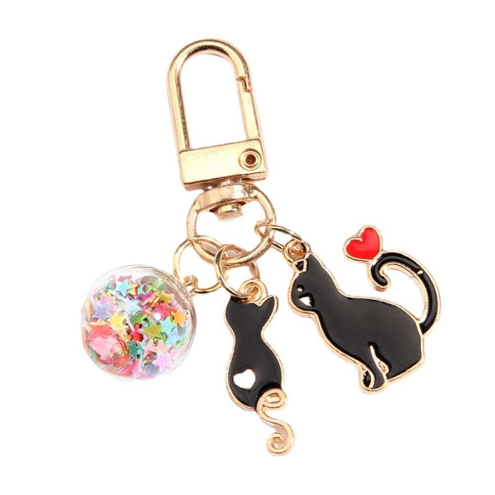Cartoon Enamel Shark Jellyfish Mermaid Keychain Cat Glass Beads Ball Key Ring For School Bag Accessories Headphone Cover Gifts